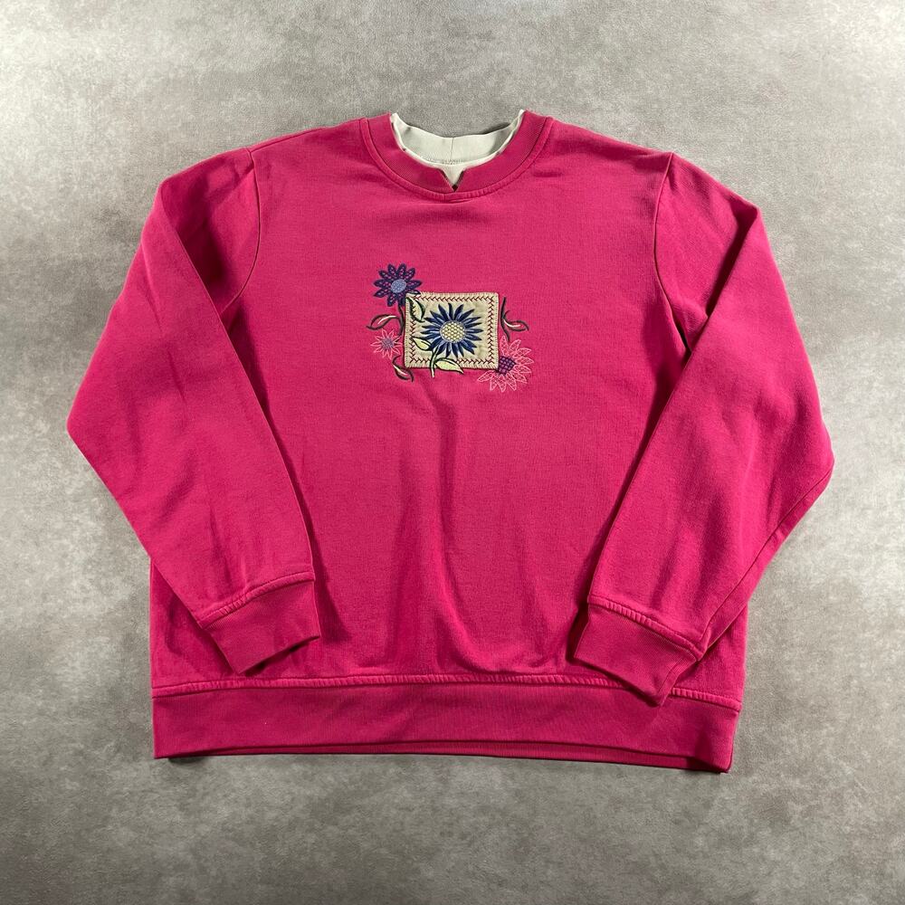 Vintage Women’s Flower Embroidered Granny Grandma Core Soft Pullover Sweater